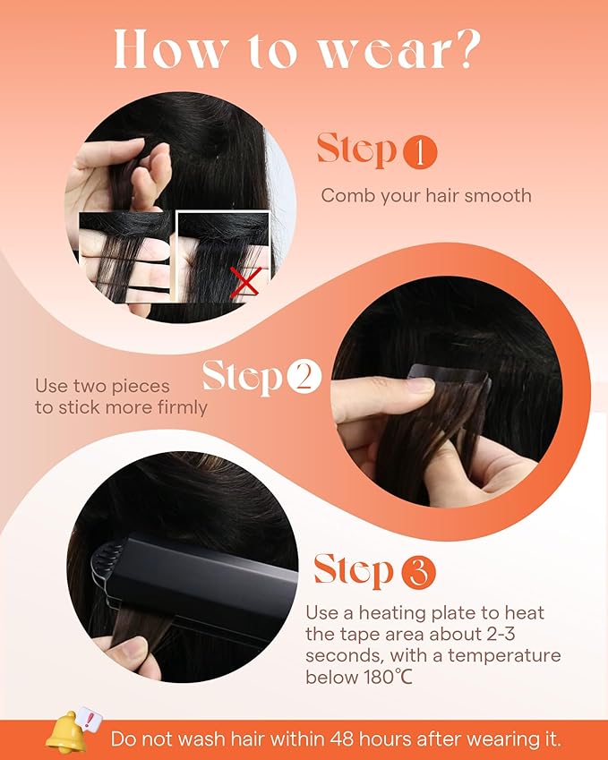 Sunny Hair Tape in Hair Extensions Real Human Hair Invisible Remy Hair Extensions Tape ins for Women Darkest Brown 18 inch 25G