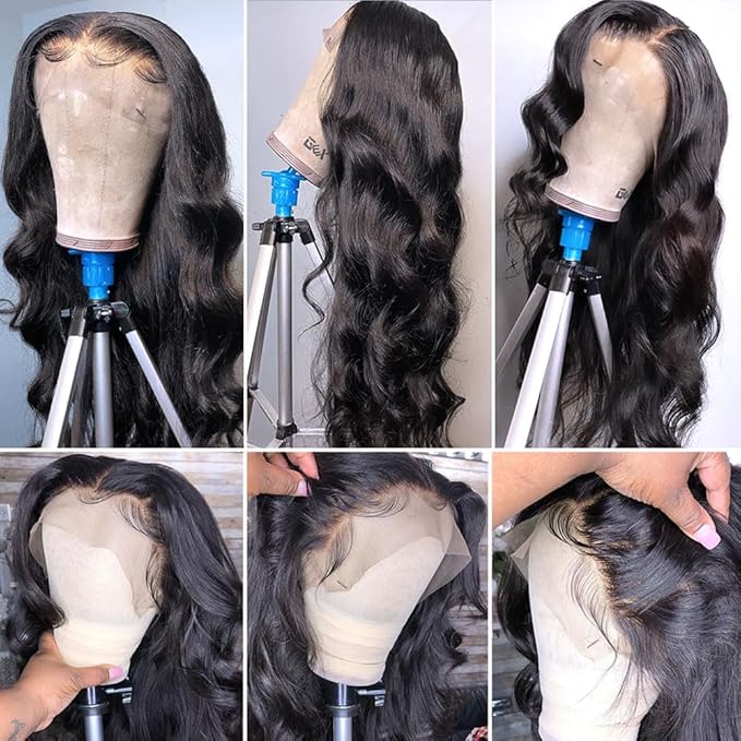 13X6 Body Wave Lace Front Wigs Human Hair 180% Density 26 Inch HD Lace Front Wigs Human Hair Pre Plucked Glueless Wigs for Black Women Frontal Wigs Natural Color