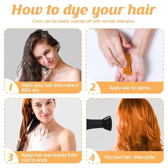Orange Temporary Hair Color Wax Kit for teenagers,Washable Crazy Hair Day Accessories, Gifts for Kids,Instant Hair Dye Color Wax for Party, Cosplay, Halloween, Christmas,Crazy Hair Style