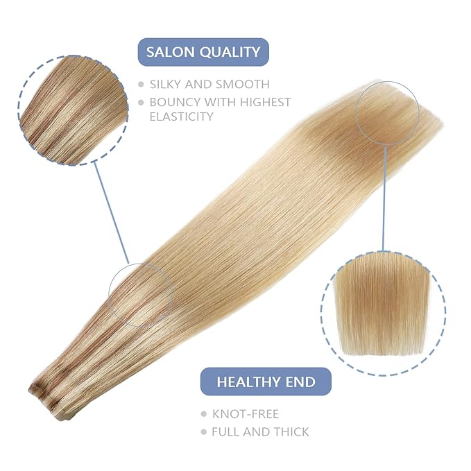 COOKAYU Invisible Tape in Hair, Gold Brown to Caramel Blonde 20pcs/pack 20Inch 45g Seamless Tape in Extensions Real Human Hair Injected Invisi Edge Extensions
