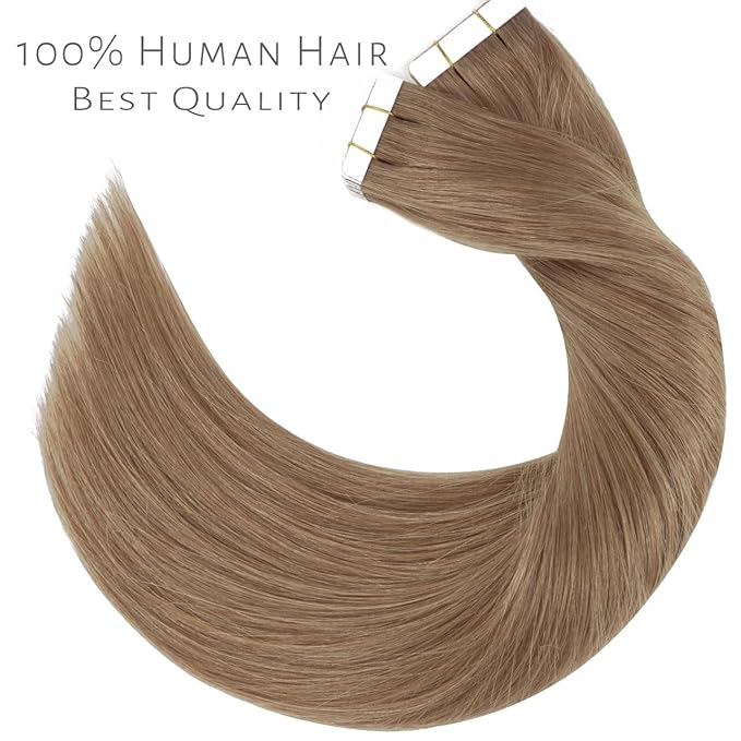 Lacer Hair Extensions Tape in Human Hair Chestnut Brown Skin Weft Remy Tape in Hair Extensions 14 Inch Full Thick Ends Adhesive Hair Pieces for Women 50g/20pcs