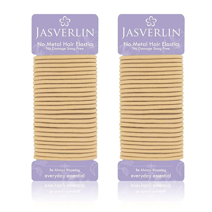 Blonde Hair Ties Hair Elastic for Women’s Hair, No Metal 4mm Hair Tying Bands Ponytail Holders for Braided Thick Long Straight Hair Styling Accessories 50 Pieces (Sandy Blonde)