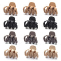 Cobahom 12 Pack Small Hair Claw Clips 1.2 Inch Matte Hair Clips for Thin Hair No-Slip Mini Hair Clips Hair Styling Accessories for Women and Girls, Apricot, Black, Brown, Chocolate