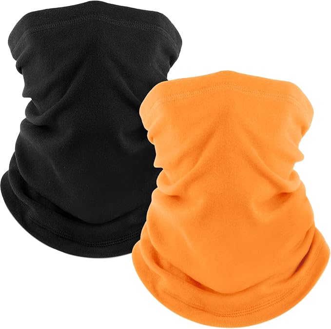 Fuinloth 2 Pack Winter Neck Gaiter, Fleece Warmer Scarf Cold Weather Face Mask Cover for Men/Women