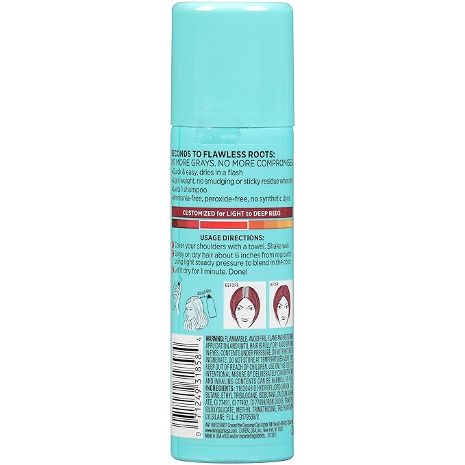 L'Oreal Paris Magic Root Cover Up Gray Concealer Spray Red 2 oz.(Packaging May Vary)