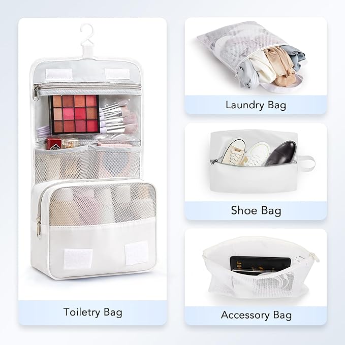 10 Set Compression Packing Cubes for Travel Essentials,Compressible Expandable Packing Cubes for Suitcase,OlarHike Luggage Organizer Bags for Travel,Handy Helper for Organizing Clothes(White)