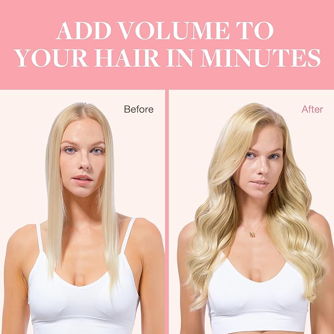 GOO GOO Clip in Hair Extensions Real Human Hair, Remy Human Hair Extensions Clip ins for Women, Natural Human Hair, 18inch 120g 7Pcs, 613R Bleach Blonde