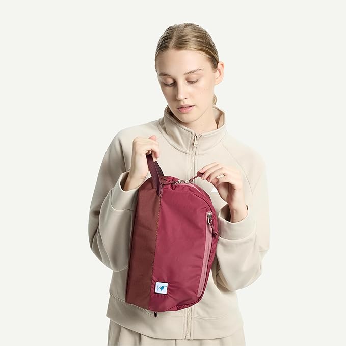 Travel Toiletry Bag 8L for Women, Large Packing Cube with Waterproof TPU Wet/Dry Compartment (02 Valkyrie Red)