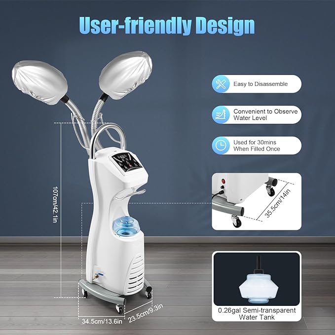 650W Professional Salon Hair Steamer Rolling Stand, Hair Color Processor with Display Screen, Suitable for Beauty Salons, Hair Salons, and Home Use