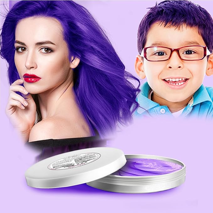 Purple Hair Color Wax Washable, Temporary Hair Color Dye for Kids, Natural Instant Color Wax Hairstyle Cream Hair Pomades for Women & Men Party Cosplay Halloween, Gifts for Teens