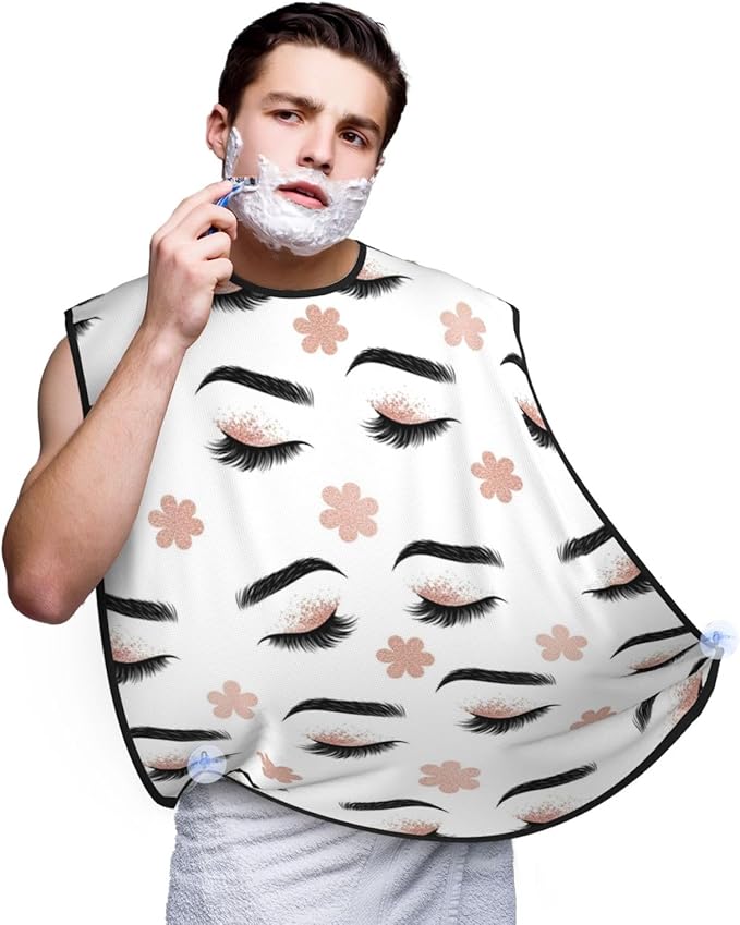 Waterproof Beard Trimming Bib, Non-Stick Hair Catcher for Men Shaving, Grooming Apron for Husband Dad, Rose Gold Women Eyes Eyelash Shave Bib