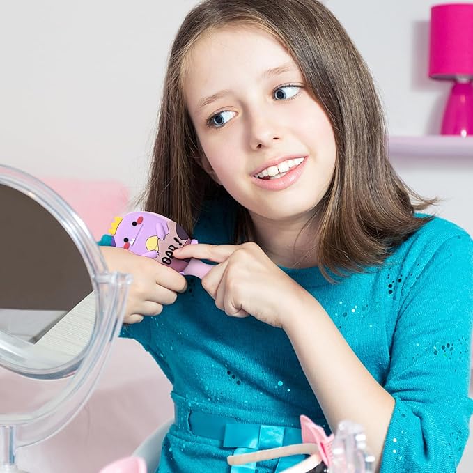 Toddler Detangler Brush - Mini Massage Brush for Kids with Air Cushion - For Thin Hair of Boys and Girls - Purple