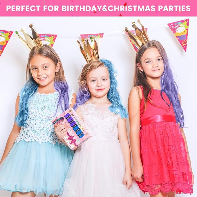 Hair Chalk for Girls-New Hair Chalk Comb Temporary Bright Washable Hair Color Dye for Kids,Washable Hair Chalk for Girls Age 4 5 6 7 8 9 10 New Year Birthday Cosplay DIY, Halloween, Christmas