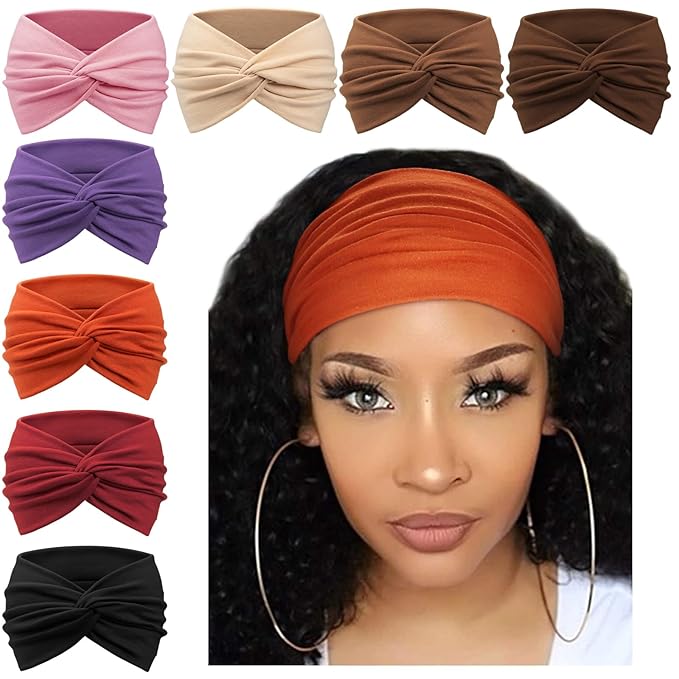 Extra Wide Headbands for Women Large Turban Headband Non Slip Boho Elastic Hairband Hair Twisted Knot Head Bands Accessories