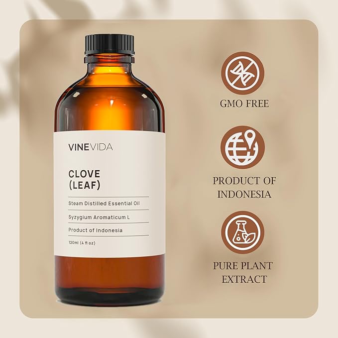 VINEVIDA Clove Essential Oil 4 oz - Undiluted, Clove Candle Oil Scent for DIY Candlemaking & Soap Making (Safe for Skin)