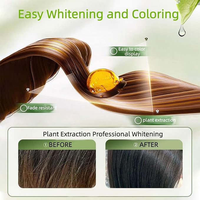 Long-Lasting Botanical Essential Oil Hair Dye,Mild Formula Long Lasting Hair Dye Set,Plant-Based Hair Color for Gray Coverage (Dark Brown)