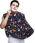 Beard Grooming Cape, Waterproof Hair Catcher for Shaving Trimming, Non-Stick Bib Apron Gifts for Dad Men, Wild Animals Deer Rabbit Magic Mushrooms Shave Bib