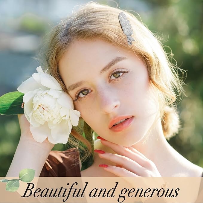 2PCS Rhinestone Hair Clips,Snap Hair Accessories,Decorative Hair Clips,Rhinestone Barrettes For Women Girls(SET22)