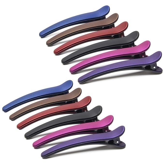 AHIER 12pcs Hair Styling Clips for Women - Plastic Duckbill Clips, Professional Sectioning Barrettes, Non-slip Grip for Hair Dressing and Salon Use