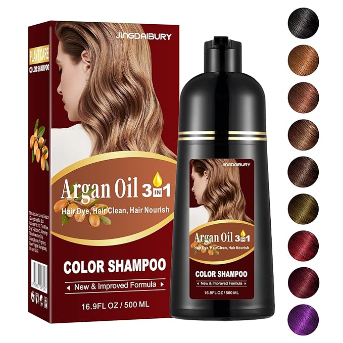 Dark Coffee Hair Dye 16.9 Fl Oz, Argan Oil Hair Shampoo, 3 in 1 Hair Dye Shampoo, Easy To Use, Semi-Permanent Hair Color Shampoo (Dark Coffee)