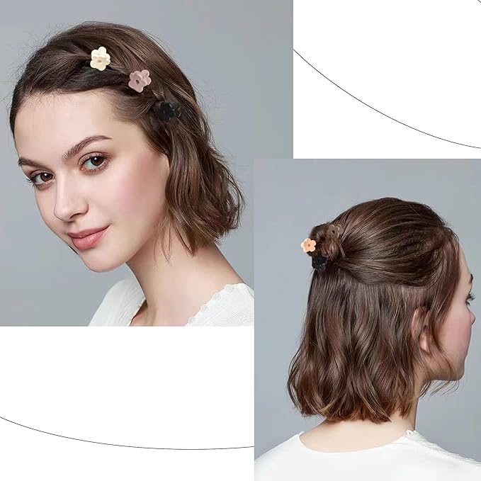 Ivyu Small Claw Hair Clips for Women Girls - 10 Pcs Mini Flower Hair Clips Tiny Claw Clips for Thin Hair Strong Hold Cute Jaw Clip Nonslip Hair Styling Accessories