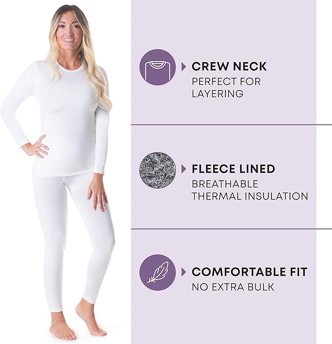 Rocky Thermal Underwear Women Long Johns Womens Thermals Top Bottom Set Fleece Lined Under Wear Clothes Base Layer Thermals