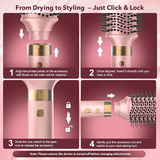 StyleVibe 6-in-1 Air Styler, Hair Dryer & Blow Dryer Brush with Auto-Wrap Curl L/R, Fast Drying, Smooth Blowouts, Root-Lift Volume, No Heat Damage Frizz-Free Thermal Brush, Gifts for Women