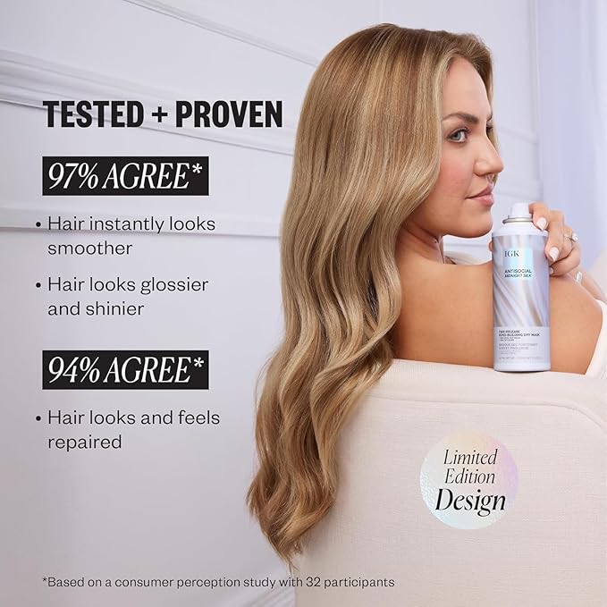 IGK Antisocial Dry Hair Mask | Leave-In Overnight Bond-Building Treatment for Dry Hair & Extensions | Hydrates, Repairs & Softens | 5oz (Pack of 2) New and Improved Scent