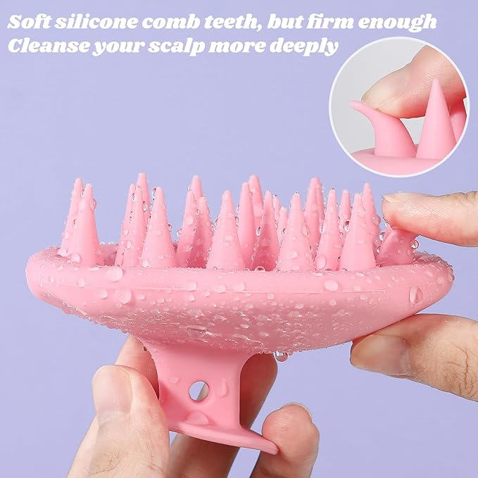 URTHEONE Scalp Massager Shampoo Brush for Hair Growth,Soft Silicone Scalp Scrubber Shower Brush for Women Men Kids Stress Relax&Scalp Exfoliator,Scalp Scrubber for Dandruff Removal (Pink)