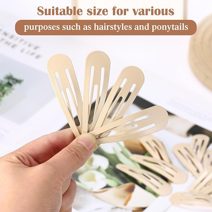 WILLBOND 30 Pieces 3.1 Inch Large Metal Snap Hair Clips Nonslip Barrettes Women Hair Accessories (Taupe)