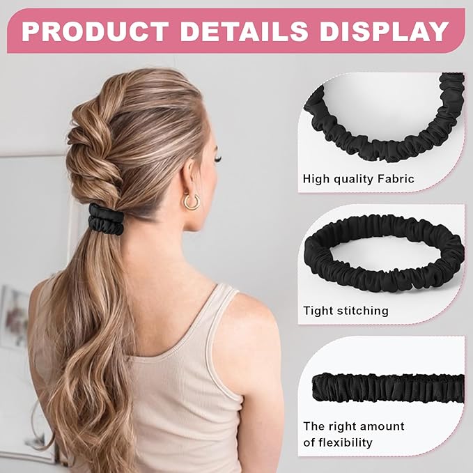 6Pcs Silk Hair Ties Small 22 Momme 100% Pure Mulberry Silk Scrunchies for Women Girls Thin Skinny Hair Sleep Scrunchies No Damage(Color 04)