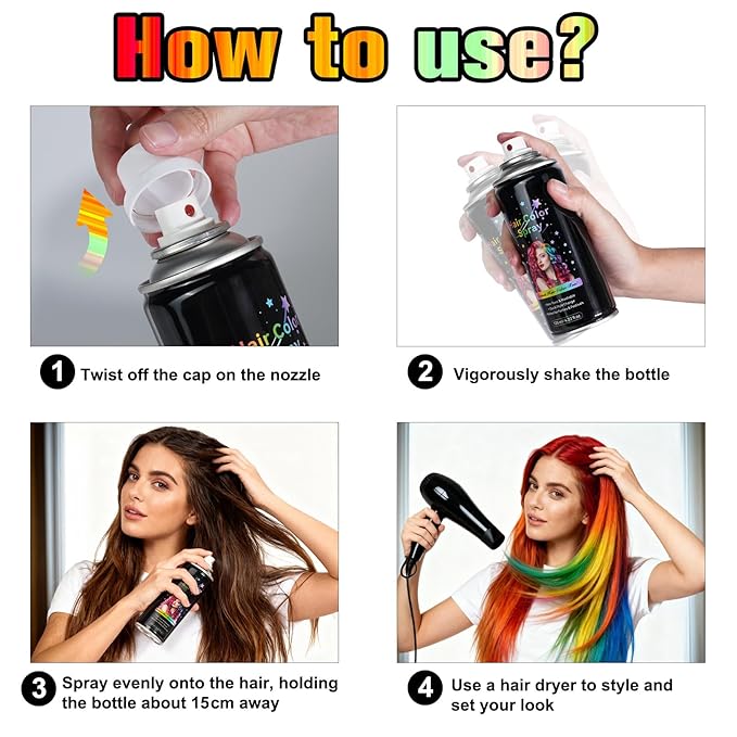 Temporary Hair Spray Color for Kids Women - One-Time Use Green Hair Spray, Vegan and Cruelty-Free Semi-Permanent Hair Color Dye, (Green,4.02Oz)