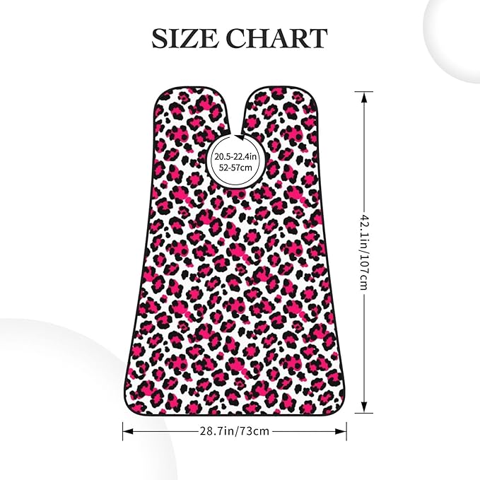 Beard Bib Apron for Men Shaving, Waterproof Non-Stick Hair Catcher with Suction Cups, Grooming Essential for Dad Husband, White Pink Cheetah Leopard Print Shave Bib