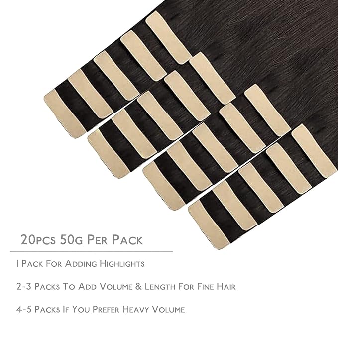 WENNALIFE Tape in Hair Extensions, 20pcs 14 Inch 50g Dark Brown to Chestnut Brown and Dirty Blonde Remy Human Hair, Coloured Tape Extensions