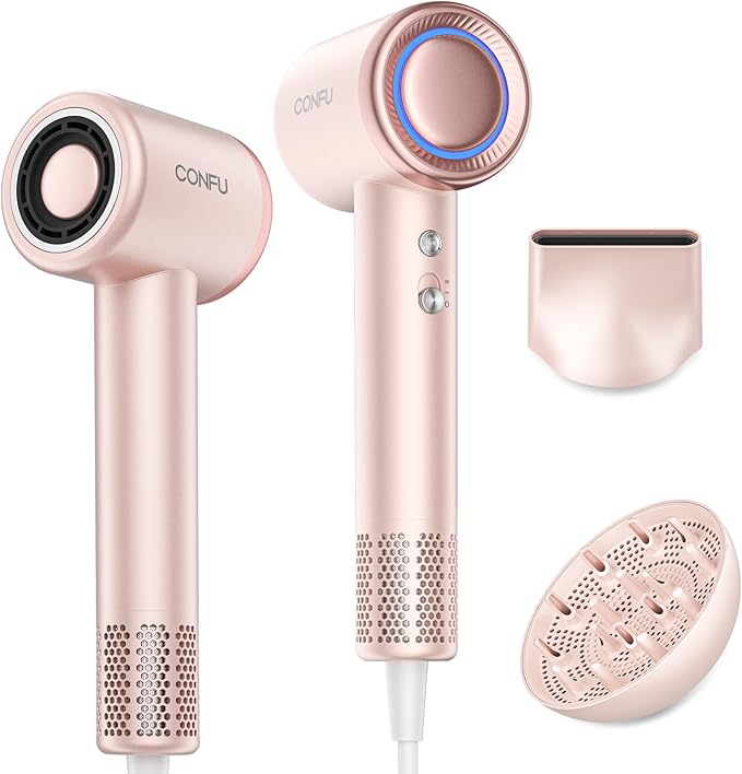 Hair Dryer with Diffuser, CONFU Hair Dryers for Women, Diffuser Hair Dryer High Speed Professional Ionic Blow Dryer for Fast Drying, Hair for Curly Hair for Home Travel
