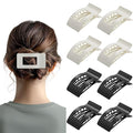 8 Pack French Flat Hair Clips for Women – Large Matte No-Slip Claw Barrettes for Thick & Thin Hair, Strong Hold Styling Accessories (Glossy Black and White)