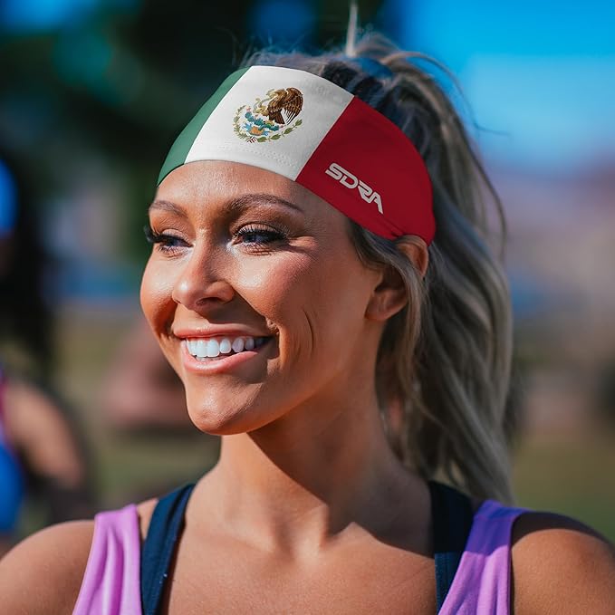 Suddora Country Flag Headbands, Wide National Flag Headbands for Sports Events, Non-Slip Fabric Sweatbands for Soccer, Tennis, Workout, Costume