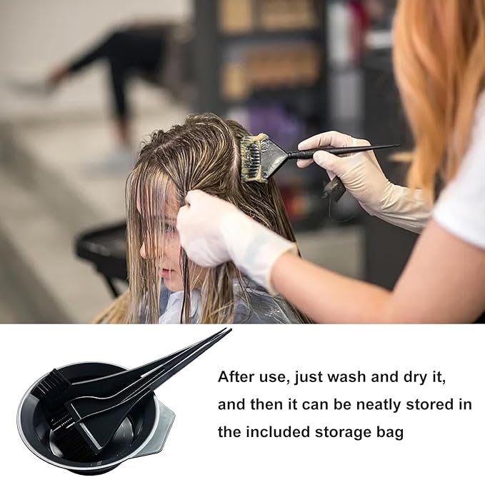 Professional Hair Dye Kit - Hair Coloring Bowl, Mixing Brush, Applicator Brush, Hair Clips, Ear Covers & Cape for Home Salon Use, All Hair Types (1 Set)