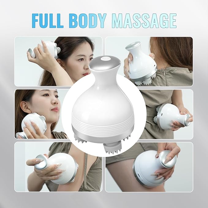 Electric Scalp Massager, Cordless Hair Scalp Massager Portable Head Scratching Massager with 4 Modes Vibration Comb for Hair Growth, Deep Cleansing and Stress Relaxation