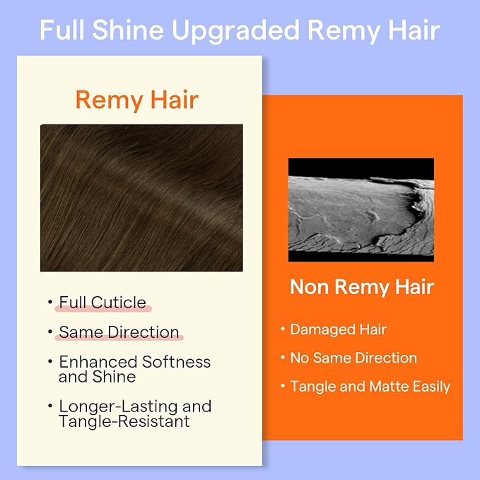 Full Shine Brown Hair Clip in Extensions Real Human Hair Medium Brown Invisible Clip in Hair Extensions Triple Weft Straight Thick Ends 16 Inch 7 Pcs 120 G