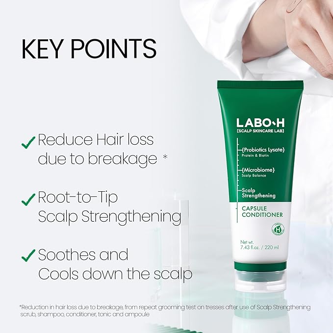 Scalp Strengthening Capsule Conditioner for Hair Growth & Anti-Loss | Vegan Treatment with Vitamin C, Biotin, Caffeine and Rosemary Oil, Instant Softening & Nourishing, Korean, 7.43 Fl. oz.