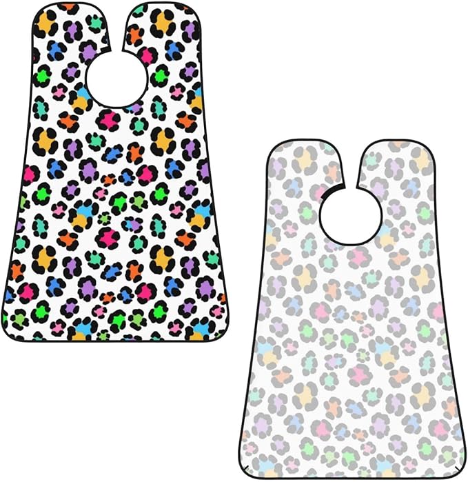 Waterproof Beard Trimming Bib, Non-Stick Hair Catcher for Men Shaving, Grooming Apron for Husband Dad, Colorful Cheetah Leopard Print Shave Bib