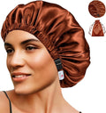 Satin Bonnet 2Pcs Silk Bonnet Hair Bonnets For Sleeping Silky Soft Sleep Cap Womens Night Curly Natural Hair Caps