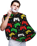 Beard Apron Hair Catcher, Funny Gamers Colorful Video Game Weapon Joystick Shave Bib, Waterproof Non-Stick Shaving Bib, Trimming Grooming Tool for Dad Men Anniversary
