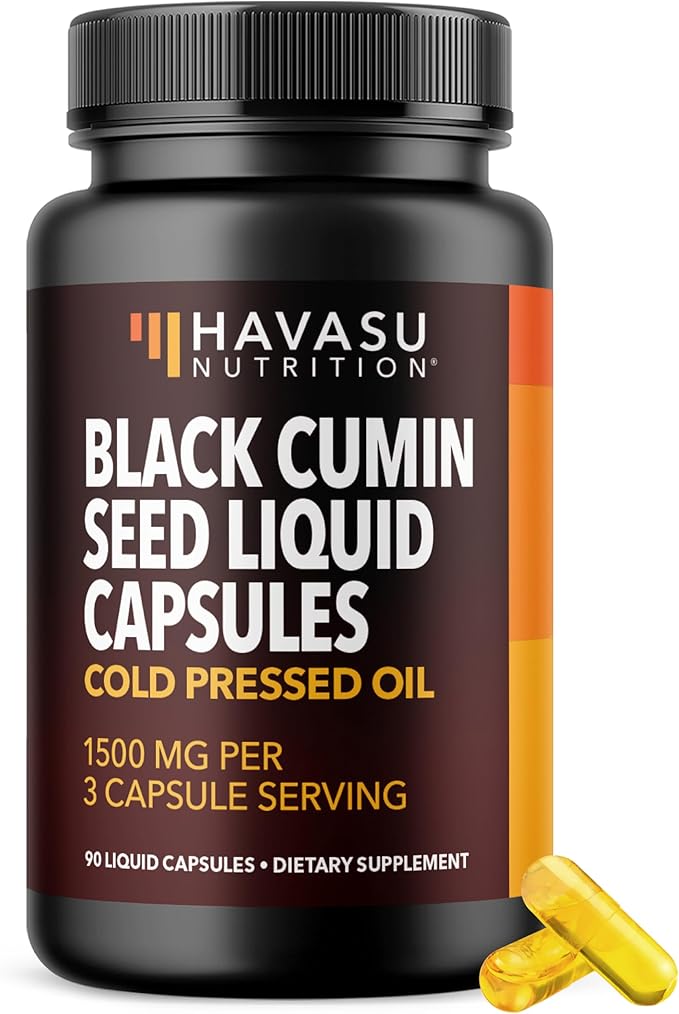 Cold Pressed Black Seed Oil Capsules - 1500mg Black Cumin Supplement for Immune Function, Digestive Support & Overall Health - Hair & Skin Superfood - Nigella Sativa - 1 Month Supply, Unflavored