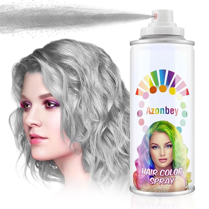 Halloween Hair Spray,Temporary Hair Color Spray for Women Kids Men,Washable Hairspray,Colored Hair Spray,Color Hairspray for Halloween,Party,Cosplay,Christmas Day (01Gray)