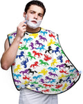 Beard Grooming Cape, Waterproof Hair Catcher for Shaving Trimming, Non-Stick Bib Apron Gifts for Dad Men, Colorful Horse Art Shave Bib