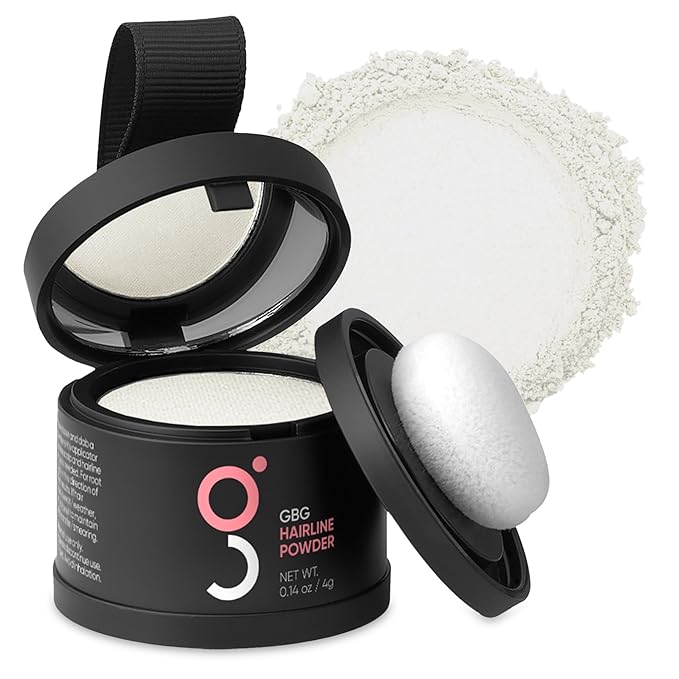 GBG Hairline Powder, White - 48-Hour Coverage Root Touch Up Powder for Bald Spots, Instant Hair Loss Concealer & Brightening Highlights - Hair Fillers for Thinning Hair for Women & Men, 4g