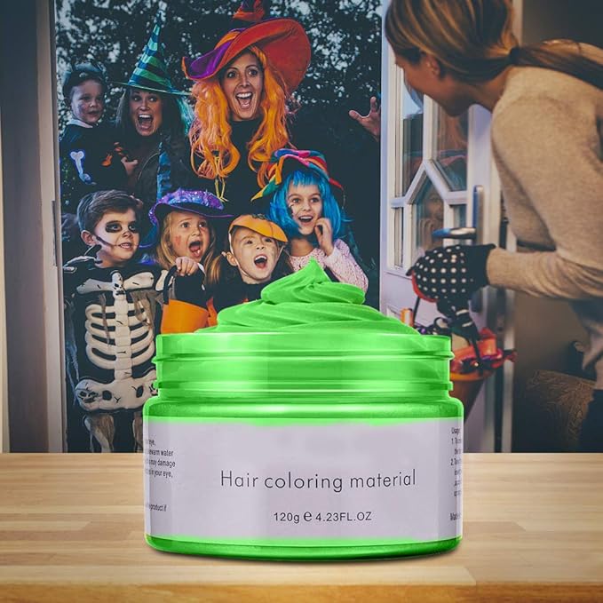 Green Wax Hair Color, Natural Hair Strong Style Gel Cream Hair Dye, Instant Hairstyle Mud Cream for Party, Cosplay, Masquerade etc.