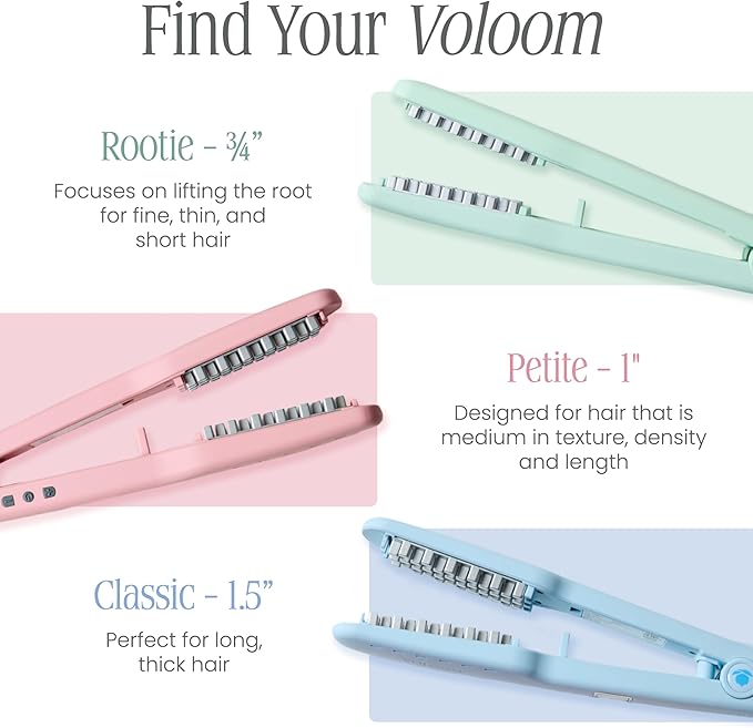 VOLOOM Classic 1-1/2” Inch Professional Volumizing Ceramic Flat Iron - Hair Volumizer & Styling Tool with Adjustable Temp & Auto Shut-Off for Lasting Volume for Thicker Hair - Heat Resistant Case